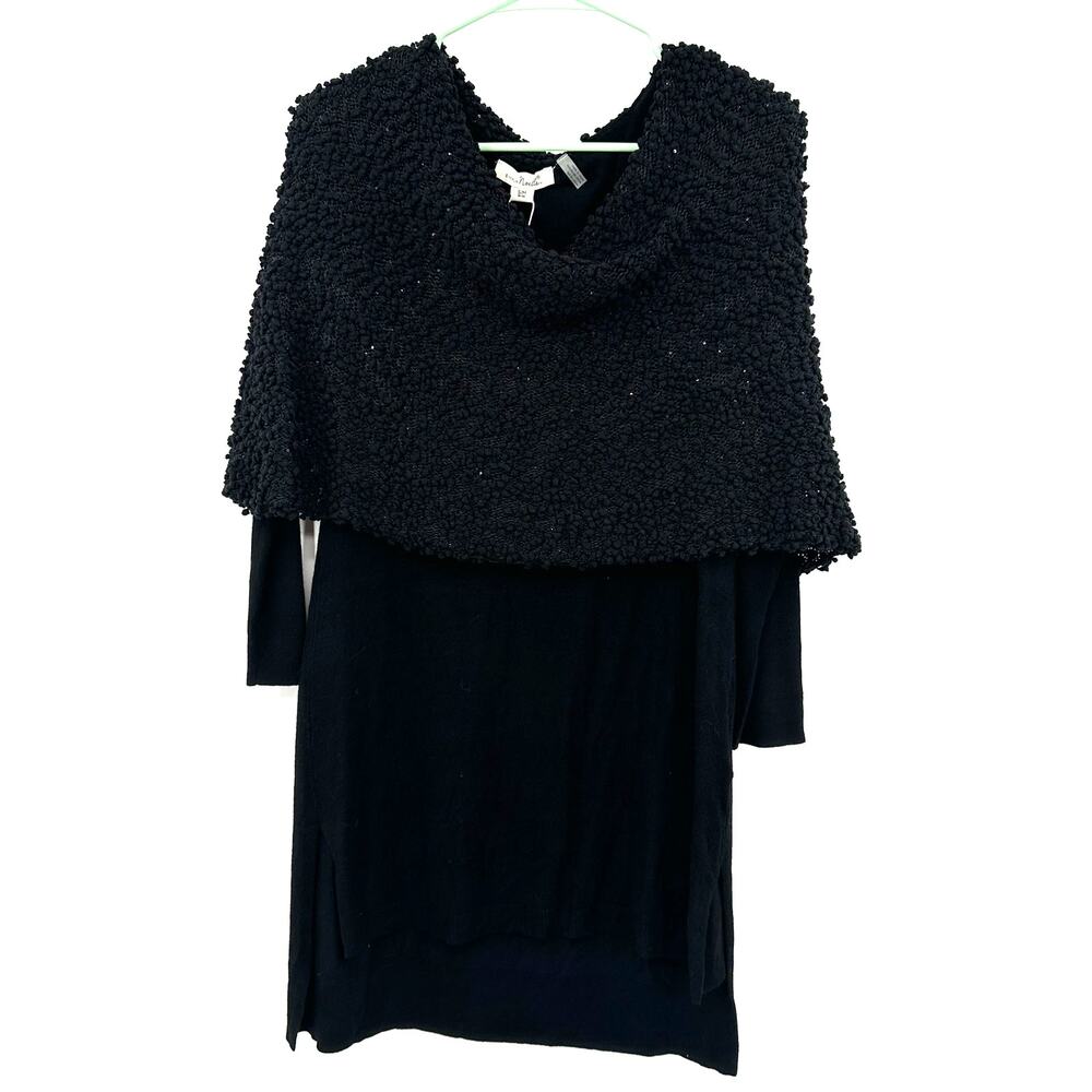 Simply Noelle Size XXL Sweater Black Chunky Knit Cowl Neck Off The Shoulder NWT‎
